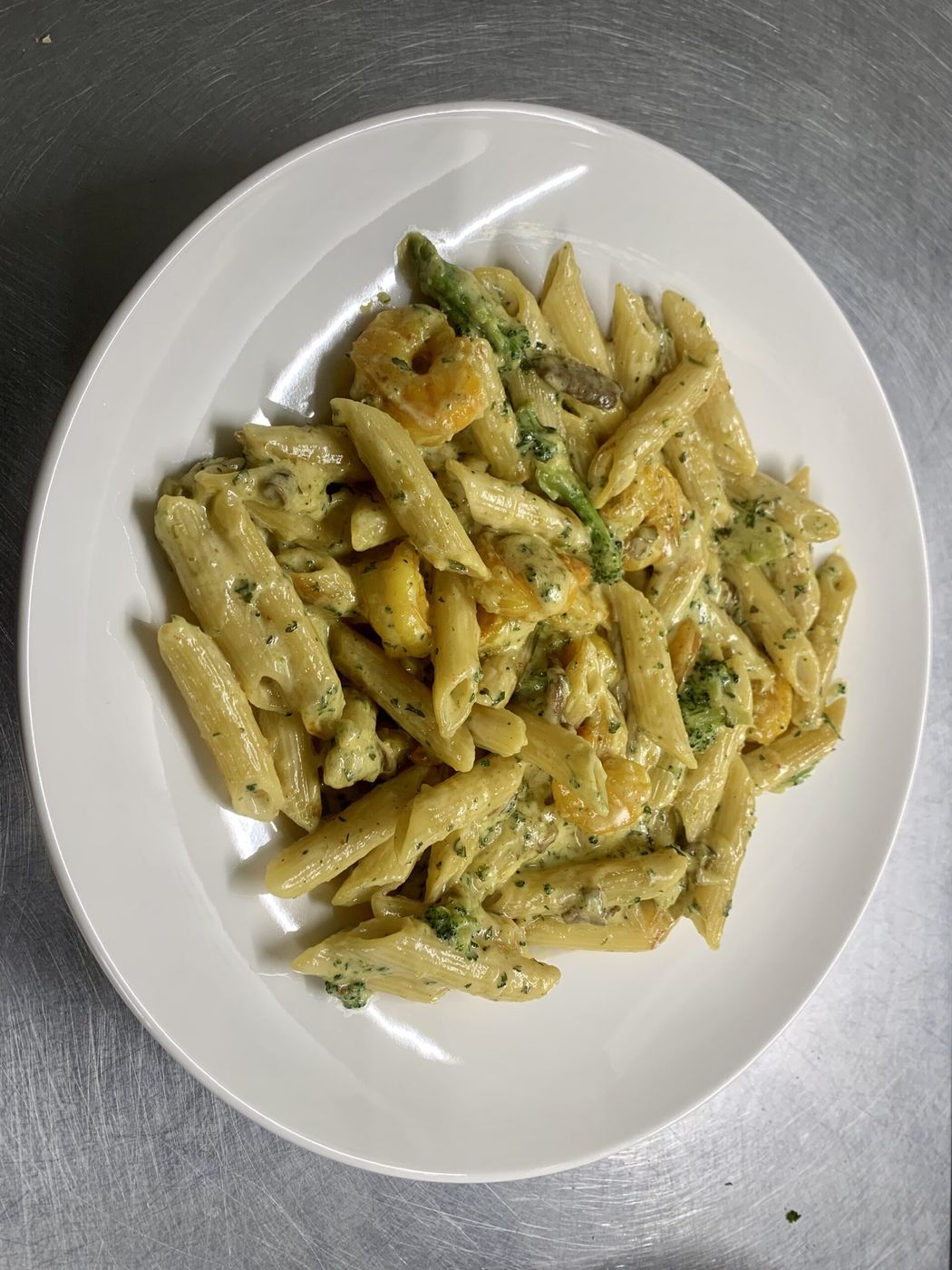 Romige pasta met garnalen